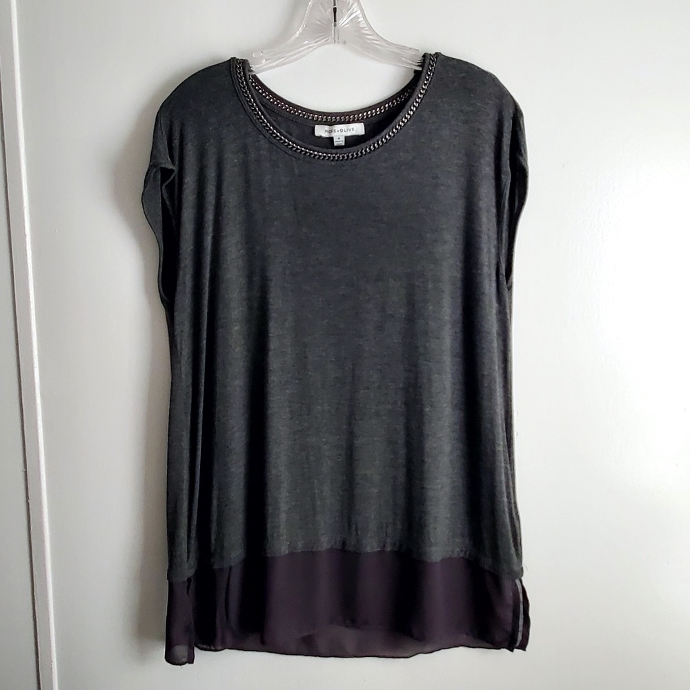 Rose + Olive  Women M  Dark Grey Blouse
